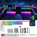 Dream Color Acrylic Car Interior Ambient Light Kit, Bphuny 18 in 1 593 LEDs Fiber Optic Decoration Ambient Lights with Music Dynamic Rainbow Rhythm, RGB Neon Lights for All Cars - 1