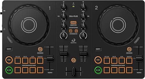 AlphaTheta/Pioneer DJ DDJ-FLX2 Beginner DJ Controller – Portable USB-Powered 2-Channel Controller with Professional Layout – Compatible with Music Streaming Services – Perfect for New DJs
