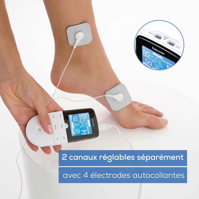 Beurer EM49 PainFree Digital TENS and EMS Machine | Drug-free natural pain relief | 3-in-1 pain relief, rehabilitation and massage | 70 training programmes | 2 channels | 4 self-adhesive electrodes - 7