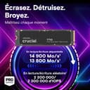 Crucial T710 SSD 1To PCIe 5.0 x4 Gen5 NVMe M.2, Lecture jusqu'à 14900 Mo/s, écriture jusqu'à 13700 Mo/s, Ordinateur Portable et de Bureau, TLC NAND, Disque Dur Interne - CT1000T710SSD8-01 - 2