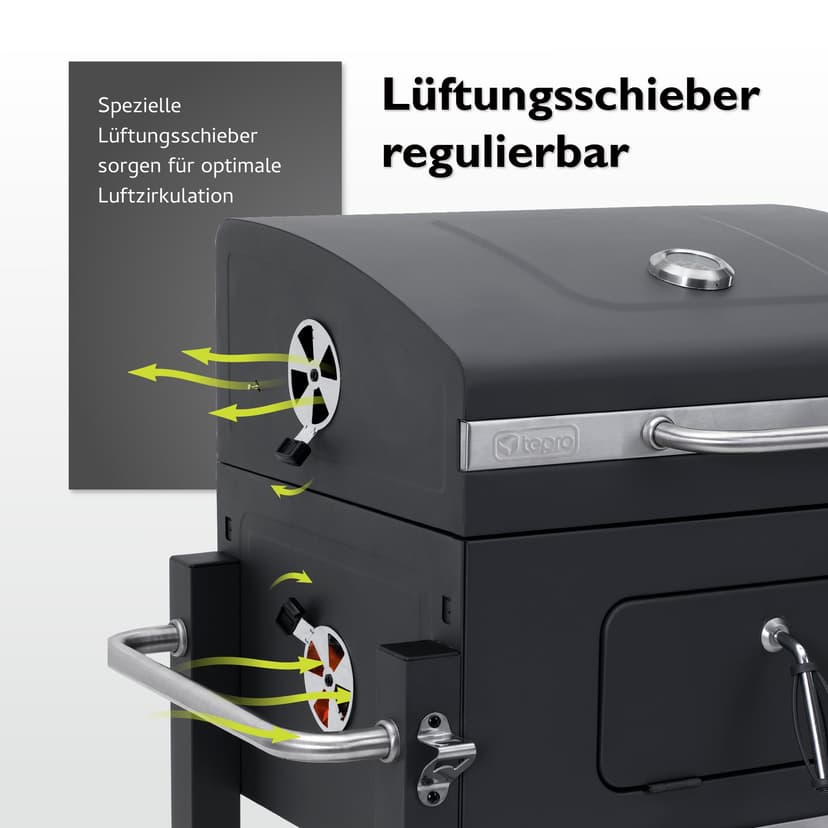 tepro Grillwagen Toronto Click Charcoal Barbecue, Anthracite/Stainless Steel, 56 x 41.5 cm - 7