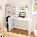 WOLTU Desk with Bookcase, Office Desk, Bookcase with 6 Open Compartments and 2 TNT Boxes, Computer Desk, Study, Bedroom, 140.5 x 50 x 134 cm, Wood, White, TS184ws - 9