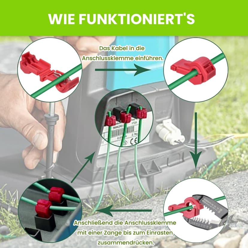 Pack of 20 Connection Terminals, Clip for Cable for Robotic Lawnmowers, Boundary Cable Charging Station, T-Branch Connector, Quick Connector, Power Thief Lawnmower e.g. Husqvarna, Gardena, Lawn Robot - 4