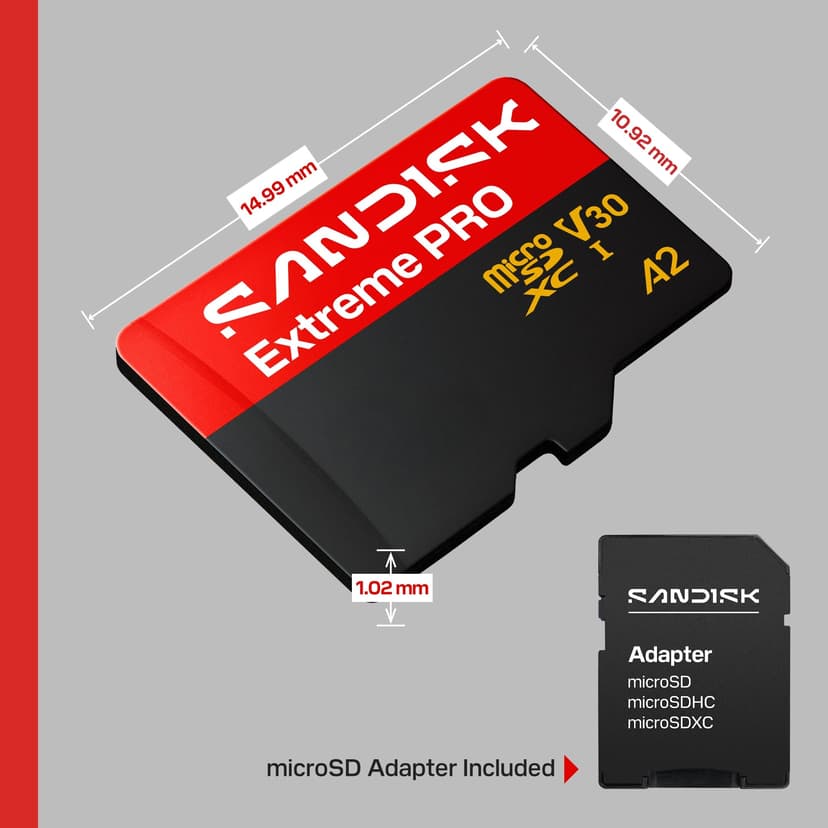 SANDISK Extreme PRO microSDXC 128GB, UHS-I + SD Adapter (up to 250MB/s read, 120MB/s write speed, 5K, 3K, 4K UHD, C10, V30, U3, A2) For Action Cams, Drones, Android devices, Laptops - 9