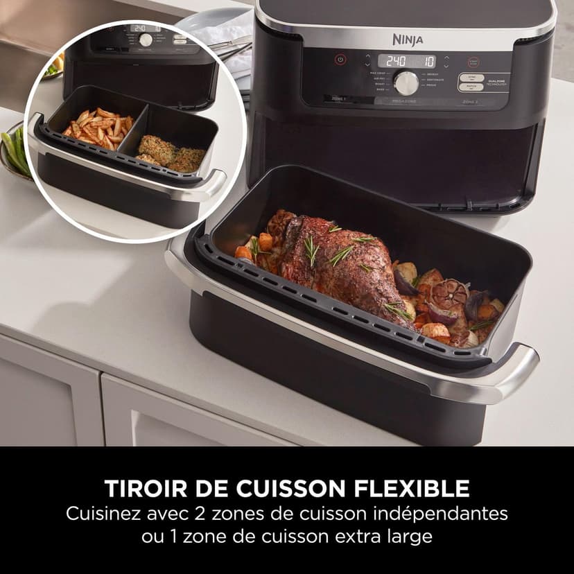 Ninja Foodi FlexDrawer Air Fryer, Dual Zone with Removable Divider, Large 10.4L Drawer, 7-in-1, Double Zone, Oil Free, Dishwasher Safe Nonstick Parts, Black AF500EU - 3