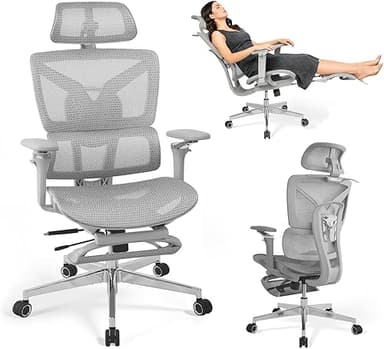 Large and Tall Ergonomic Office Chair with Footrest, 5D A…