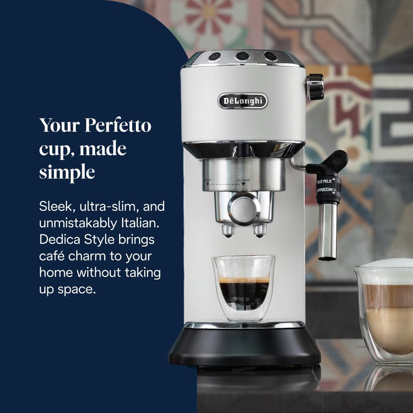 De'Longhi EC685.W Dedica Style Pump Espresso, Metal, 1.45 W, 1 Liter, White - 2