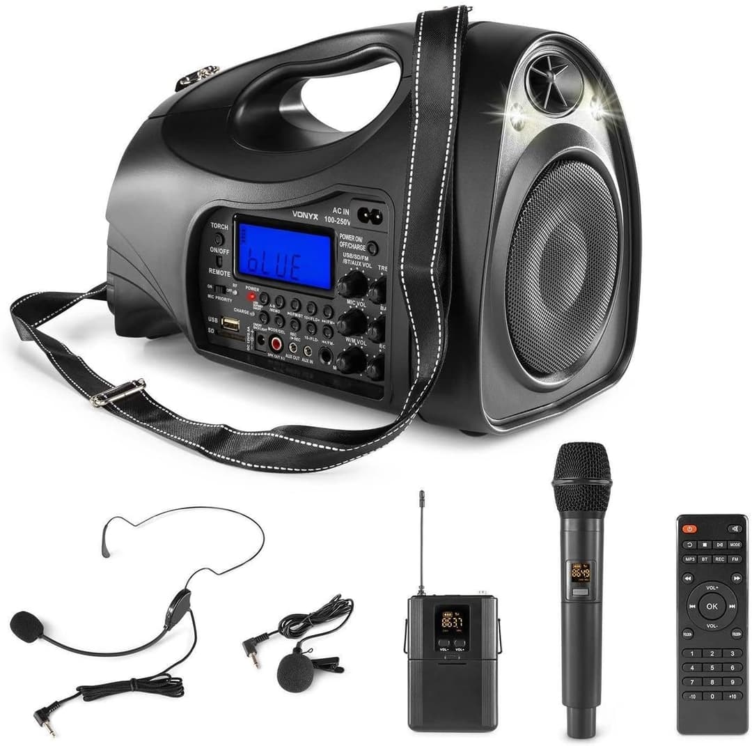 Vonyx Portable Handheld PA System ST016 with Wireless Mic…