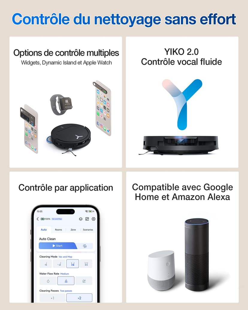 ECOVACS T50 Omni GEN2 Aspirateur Robot avec Station, Puissance 21000Pa, Brosse latérale et serpillière Extensibles, ZeroTangle 2.0, AIVI 3D 2.0, Lavage à l'eau Chaude 75℃, Ultra-Mince 81 mm, Noir - 9