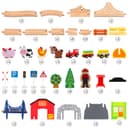 Jacootoys 80PCS Wooden Train Tracks Set Magnetic Trains Educational Construction Toy Wooden Car Tracks Vehicles for Kids 3+ Years Old Girls Boys - 5