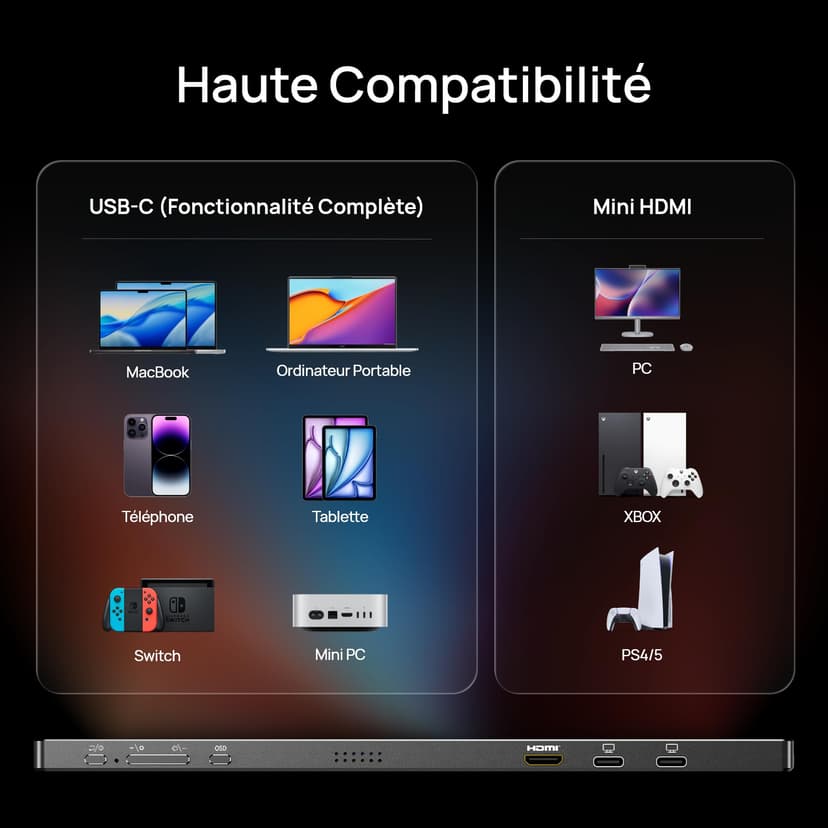 ARZOPA Écrans Portable 16,1" 144 Hz avec béquille, 106% sRGB 1920 × 1080P FHD HDR 144 Hz, Ultra Fin-Protection des Yeux-Deuxième écran Externe pour Ordinateur portable/PC/Mac/PS3/4/5/Xbox -Z1FC - 5