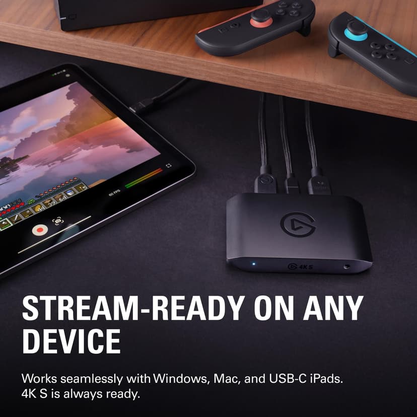 Elgato 4K S – External Capture Card for PS5, Xbox Series X/S, Switch 2, PC, Mac, iPad | 4K60, 1440p120, or 1080p240 Passthrough and Capture, HDR10, VRR, USB-C, Near-Zero Latency - 6