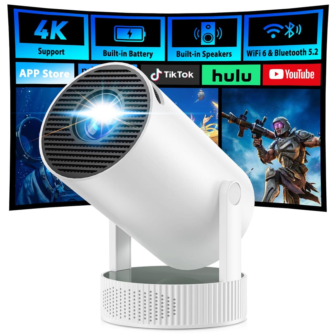 Battery Powered Projector, Mini 4K projector for bedroom,…