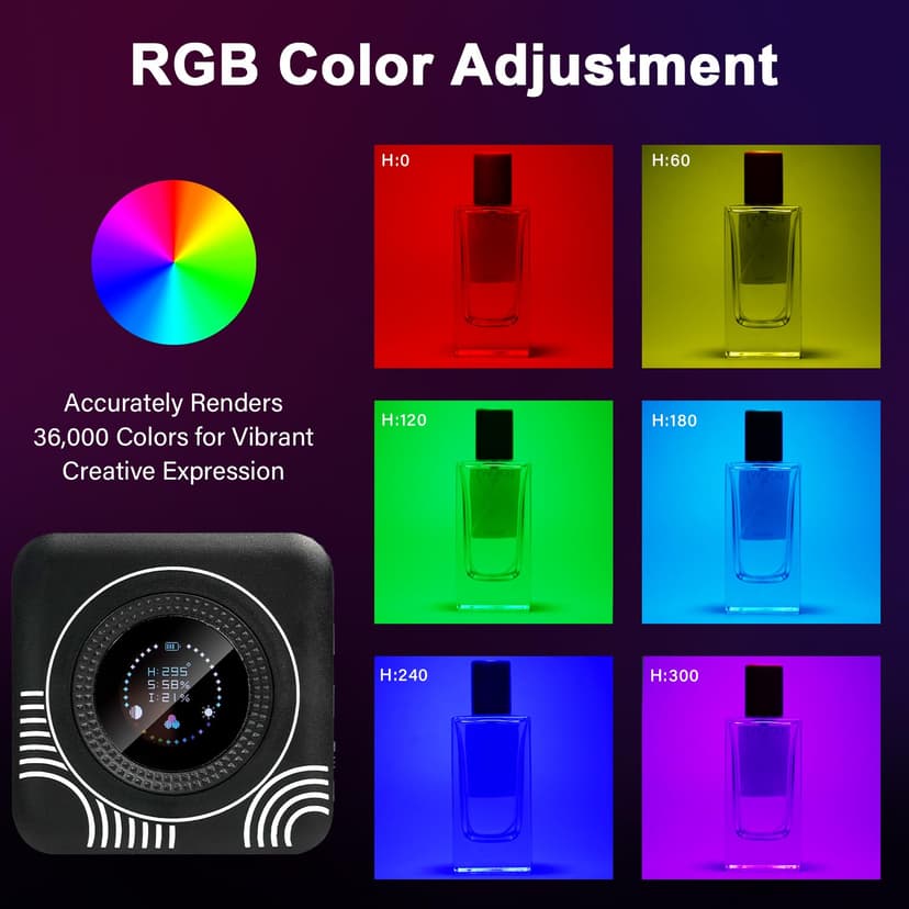 Lumière vidéo RVB, Robofun 80 LED avec batterie de 2500 mAh, CRI95+, petite lumière de caméra à intensité variable, 2700 K-7500 K, lumière photo compacte pour la prise de vue macro, la photographie de - 2