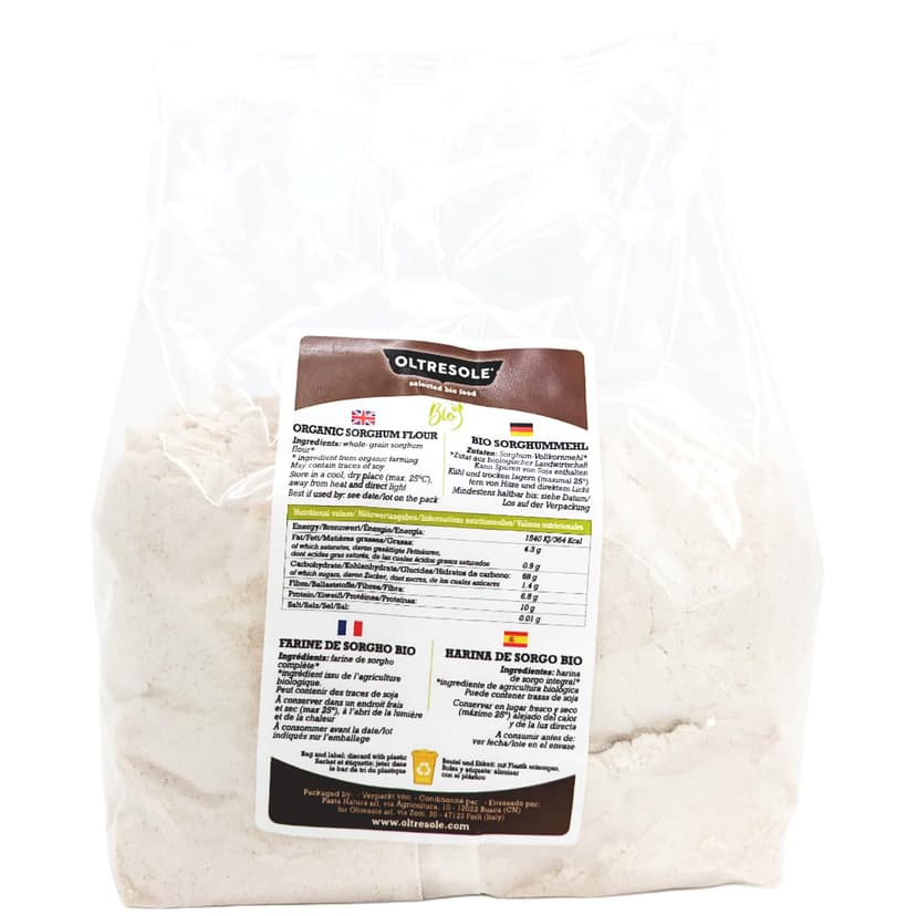 Oltresole, Italian Organic Sorghum Flour 1 Kg, Gluten Free Flour, No GMO, 100% Made in Italy, Ideal for Coeliacs, Breads, Sweets and Pasta, Rich in Fiber and Protein - 3
