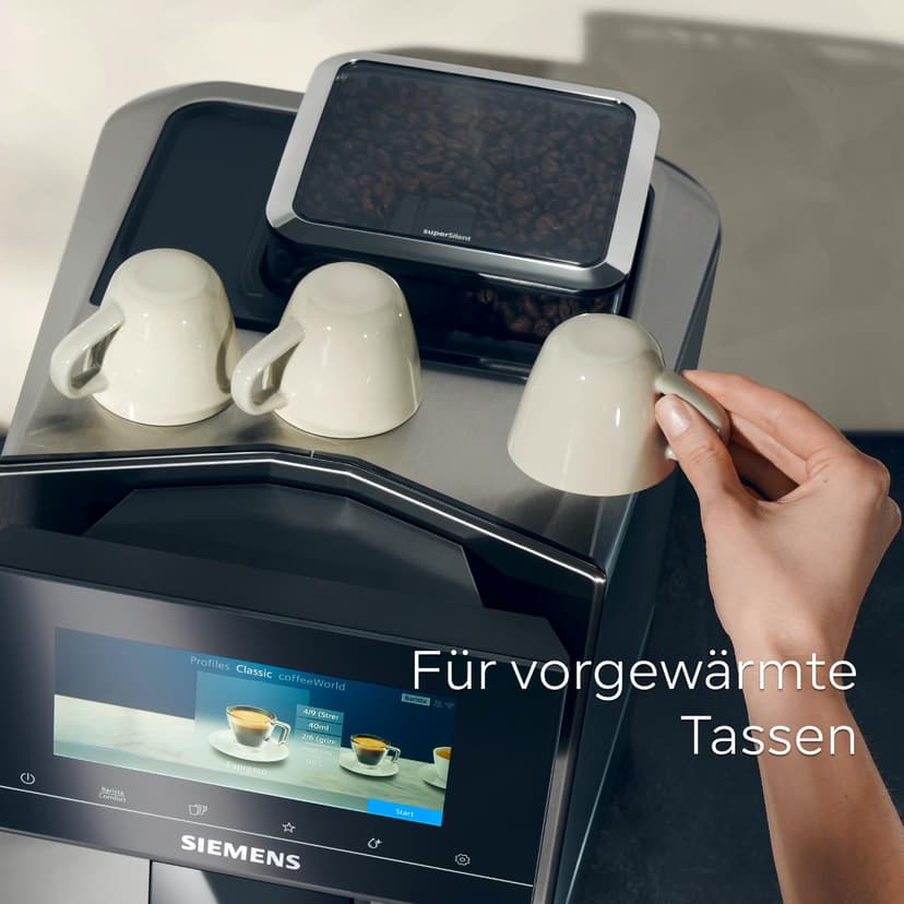 Siemens, machine à café automatique EQ900 TQ903D03, contrôle par l'application, écran tactile, mode barista, AromaBoost, réduction du bruit, broyeur premium, nettoyage à la vapeur, 1 500 W, inox - 9