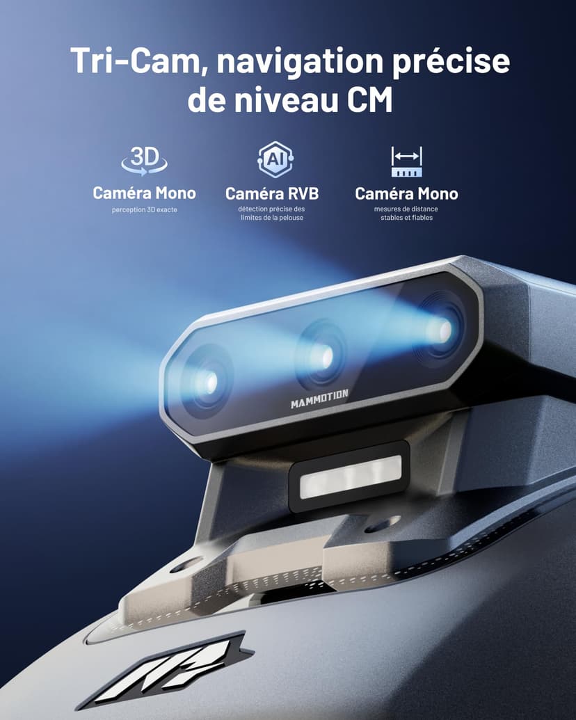 MAMMOTION YUKA Mini 2 500 Robot Tondeuse, jusqu'à 500m², Zéro Perte de Signal, sans RTK, AI Traitement d’Image à Trois Caméras Robot Tondeuse, Auto Cartographie Multi-Zones, DropMow - 3