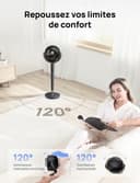 DREO ventilateur sur pied très silencieux avec télécommande, ventilateur grand format 20 dB avec moteur CC, oscillation 120°, 3 modes, hauteur réglable 94–107 cm, ventilateur de sol TurboPoly™ 512 - 5