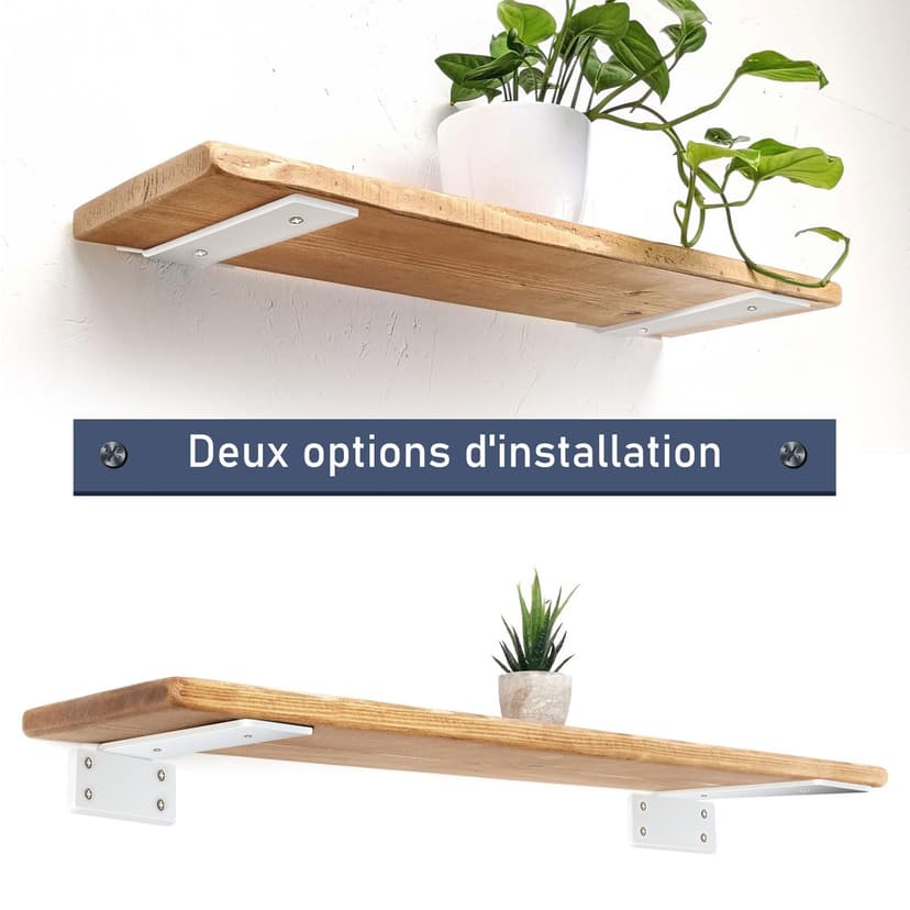 MLOQI Lot de 6 Equerre Etagere Murale, équerre Industrielle,Equerre Charge Lourde,5 mm D'épaisseur, Support Invisible étagère Murale avec Vis (Blanc 20 cm) - 4