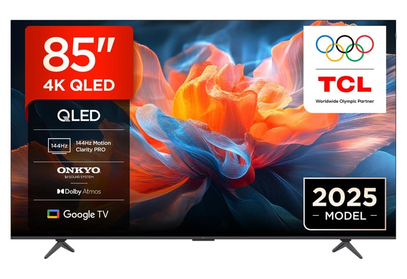 TCL 65T8C 65 Inch QLED 4K HDR UHD TV, Smart Google TV Dolby Vision & Atmos, 144Hz Motion Clarity Pro, FreeSync, Onkyo 2.1 Sound, Voice Control, Compatible with Google Assistant - 1