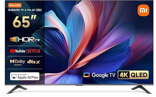 XIAOMI TV A Pro 65, 165 cm (65 Pouces), 4K UHD QLED, Smart TV, Google TV, Contrôle Vocal, HDR10+, Mode Game Boost 120Hz, MEMC, 2Go+8Go, Compatible avec Airplay & Google Cast