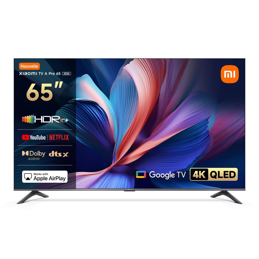 XIAOMI TV A Pro 65, 165 cm (65 Pouces), 4K UHD QLED, Smart TV, Google TV, Contrôle Vocal, HDR10+, Mode Game Boost 120Hz, MEMC, 2Go+8Go, Compatible avec Airplay & Google Cast - 1