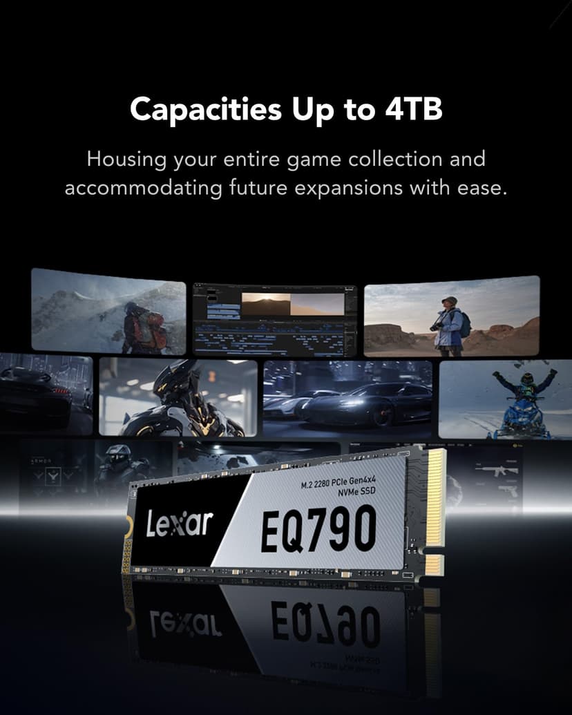 Lexar EQ790 4TB SSD, M.2 2280 PCIe Gen4x4 NVMe 1.4 Internal SSD, Up to 7,000MB/s Read, High-Performance Storage Internal Solid State Drive for AI Rendering, 4K Video Editing, PC & PS5 Gaming - 4