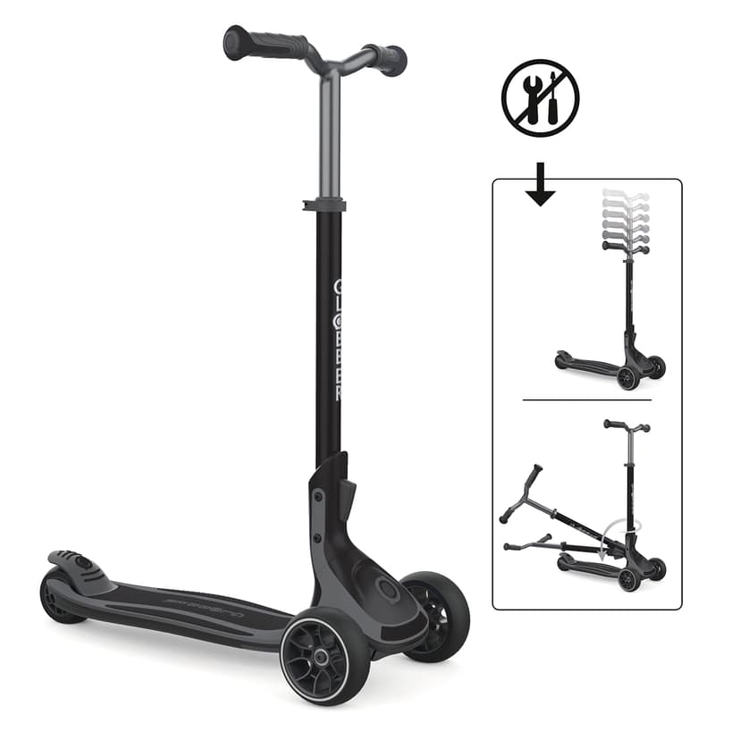 GLOBBER ULTIMUM - Kids Adult Scooter 125/90 mm Extra Wide ABEC 7 3 Wheels Height Adjustable Grey - 2