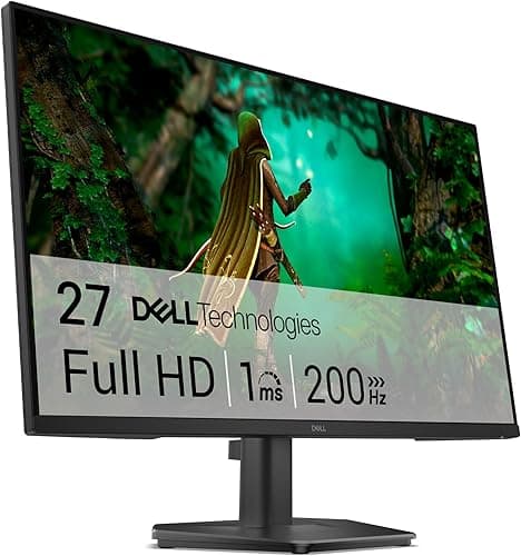 Dell 27 Gaming Monitor - SE2725HG, Full HD (1920x1080), 200Hz, Fast IPS, 1ms, AMD FreeSync Premium, 99% sRGB, VESA (100x100mm), DisplayPort, 2 HDMI, 3 Year Warranty, Black