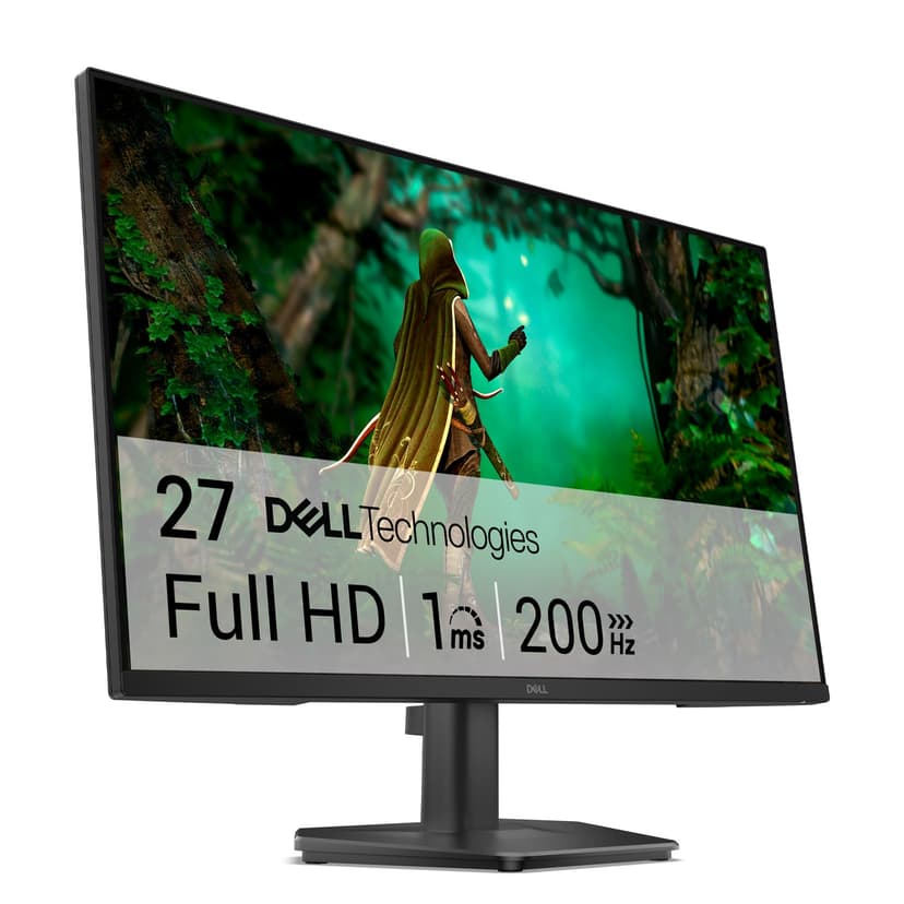Dell 27 Gaming Monitor - SE2725HG, Full HD (1920x1080), 200Hz, Fast IPS, 1ms, AMD FreeSync Premium, 99% sRGB, VESA (100x100mm), DisplayPort, 2 HDMI, 3 Year Warranty, Black - 1