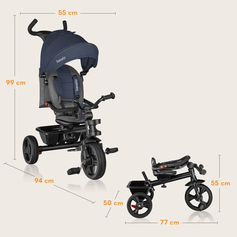 LIONELO Haari Tricycle bébé évolutif jusqu'à 25 kg, vélo de Marche vélo pour Les Enfants Plus âgés, siège réversible, Grand Panier Sac, Porte-gobelet, Roue Libre - 9