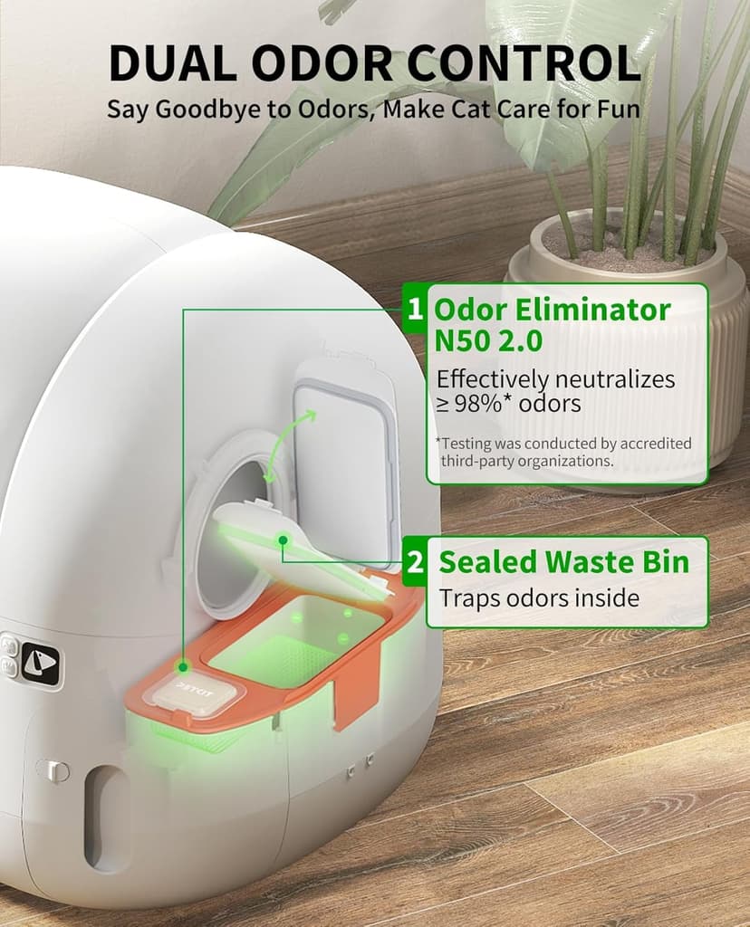 PETKIT Pura Max 2 Self-Cleaning Cat Litter Tray, 76 L Cat Litter Tray, Self-Cleaning, xSecure, Odour Removal, App Control, Large Capacity, for Multiple Cats (Deodorant and Sand Cushion Free, with N50) - 3