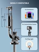 163.5CM Perche à Selfie, Trépied Smartphone, Extensible Selfie Stick Trépied de Téléphone avec Télécommandeet Support pour Téléphone Portable Compatible avec iPhone/Samsung/GoPro/Camera - 4