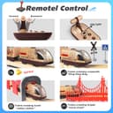 Electric Remote Trains Toy for Wooden Track, Remote Control & Motorized Train with 4 Sound and Light Effects for Kids 3 4 5+ Years Old Boys Girls, Compatible with Thomas,Brio,Chuggington-Red - 2