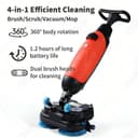 PixCy Laveuse Sol Professionnelle,Carrelage Autolaveuse sans Fil,2 Brosses Motorisées & Réservoirs 4L/6L,240 RPM Nettoyage Profond,pour Sols Durs & Carrelage,Portable Grey - 4