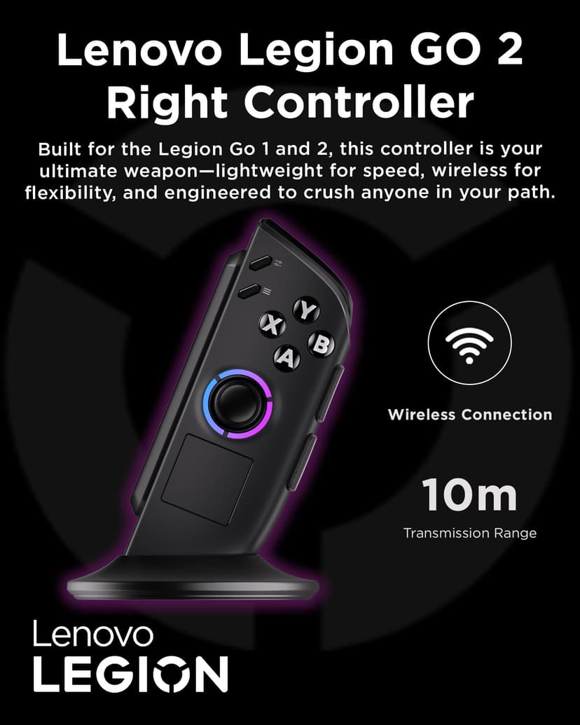 Lenovo Legion Go 2 Right Controller, Works with Legion Go 1 & 2, Hall Effect Joystick and Triggers, 10m Range, Black - 2