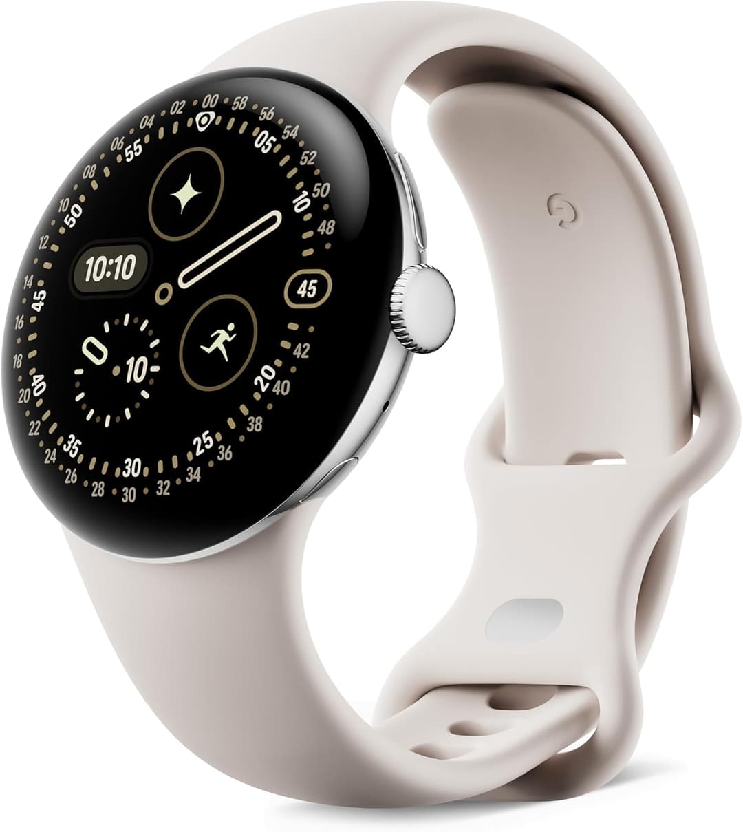Google Pixel Watch 4 (41 mm) – Montre connectée Android, Suivi Complet des données de santé et de Remise en Forme – Boîtier en Aluminium Argent Poli – Bracelet Sport Porcelaine – Wi-FI