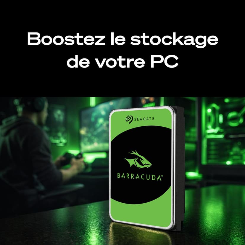 Seagate BarraCuda 4To, Disque dur interne HDD, 3.5 pouces, SATA 6 Goit/s, 5 400 tr/min, 256 Mo de mémoire cache, pour PC de bureau, Ouverture facile, Services Rescue (ST4000DMZ04) - 3