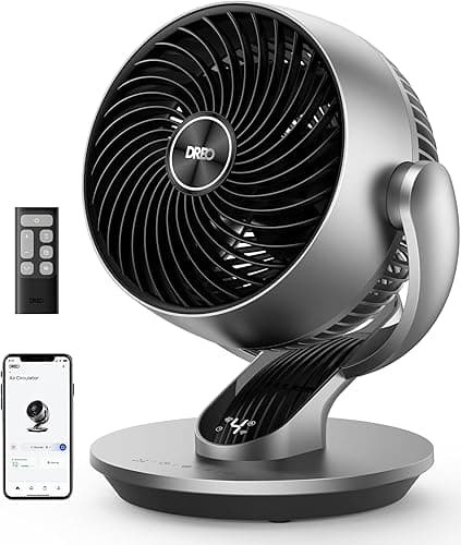 DREO Smart Table Fan for Bedroom, 28dB Silent Air Circulator Fan with Remote, 7 Inch Diameter Cooling Quiet Desk Fan, 120° Vertical Manual+90° Horizontal Oscillating, 4 Speeds, 5 Modes, 12H Timer