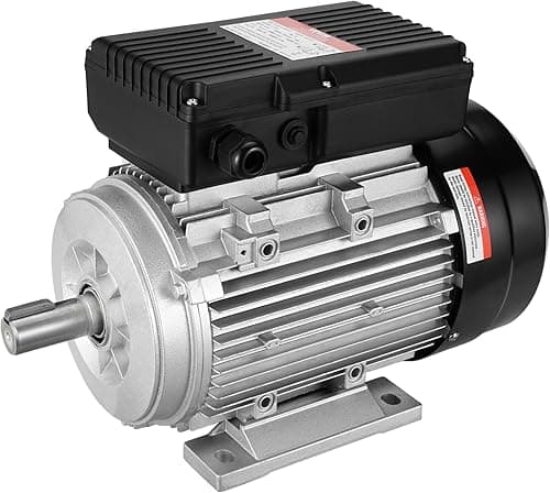VEVOR 1.5KW Electric Motor 1400RPM AC 220~240V 9.85A 90L B3 Frame Air Compressor Motor Single Phase 24mm Spline Shaft Clockwise Anti-clockwise for Agricultural Machinery and General Equipment