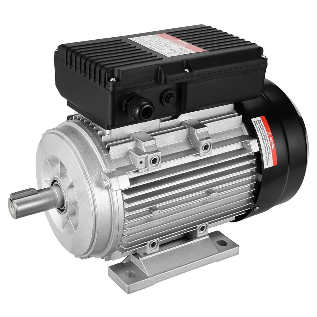 VEVOR 1.5KW Electric Motor 1400RPM AC 220~240V 9.85A 90L B3 Frame Air Compressor Motor Single Phase 24mm Spline Shaft Clockwise Anti-clockwise for Agricultural Machinery and General Equipment