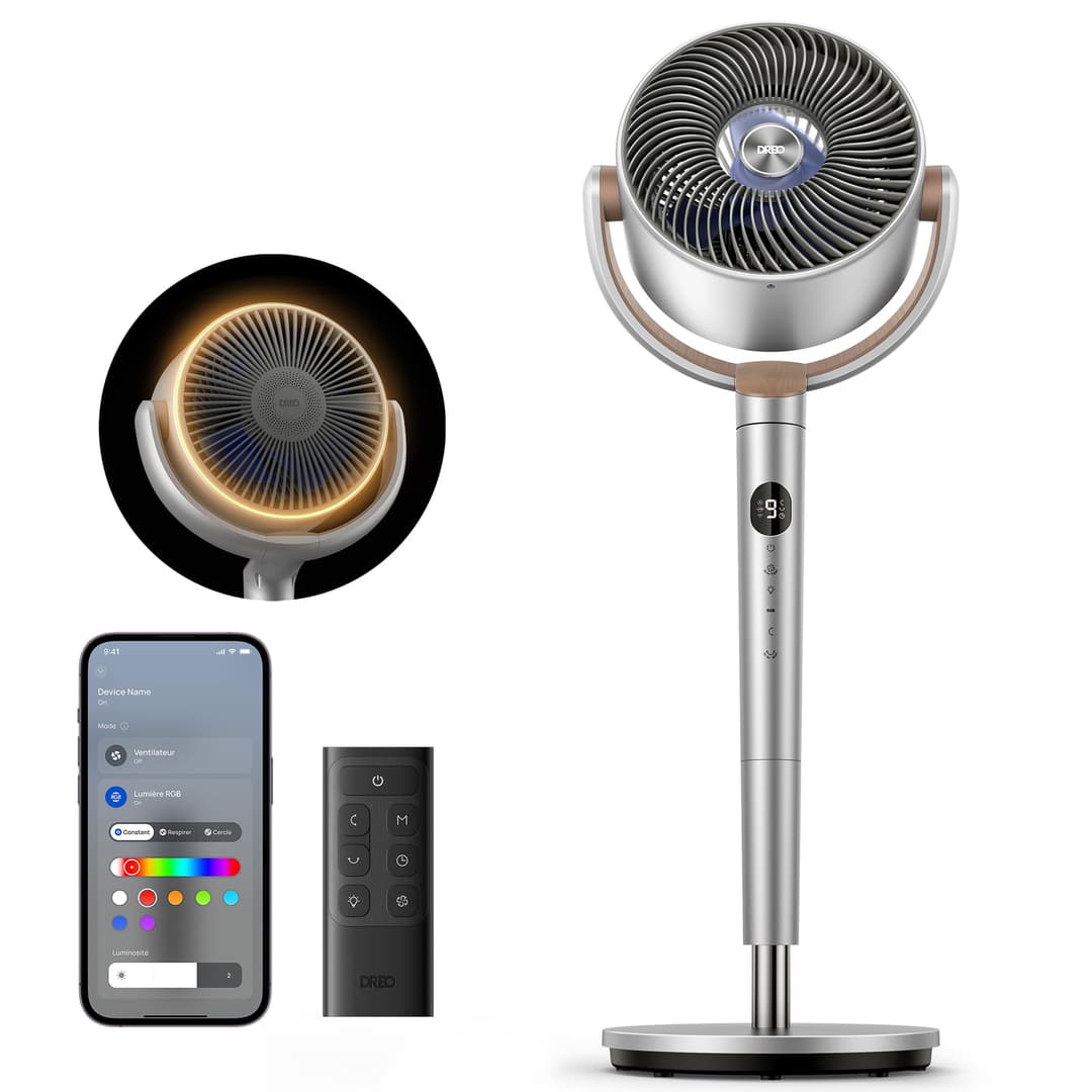 DREO 40 Inch Smart RGB Pedestal Fan, 20dB Silent Standing…