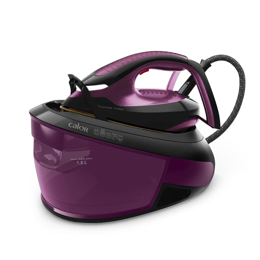 Calor Steam generator, 6.9 bar, Steam flow 130 g/min, 480 g/min, Tank 1.8 L, Led Vision, Limestone collector, Made in France, Purple/Black SV8152C0 - 1