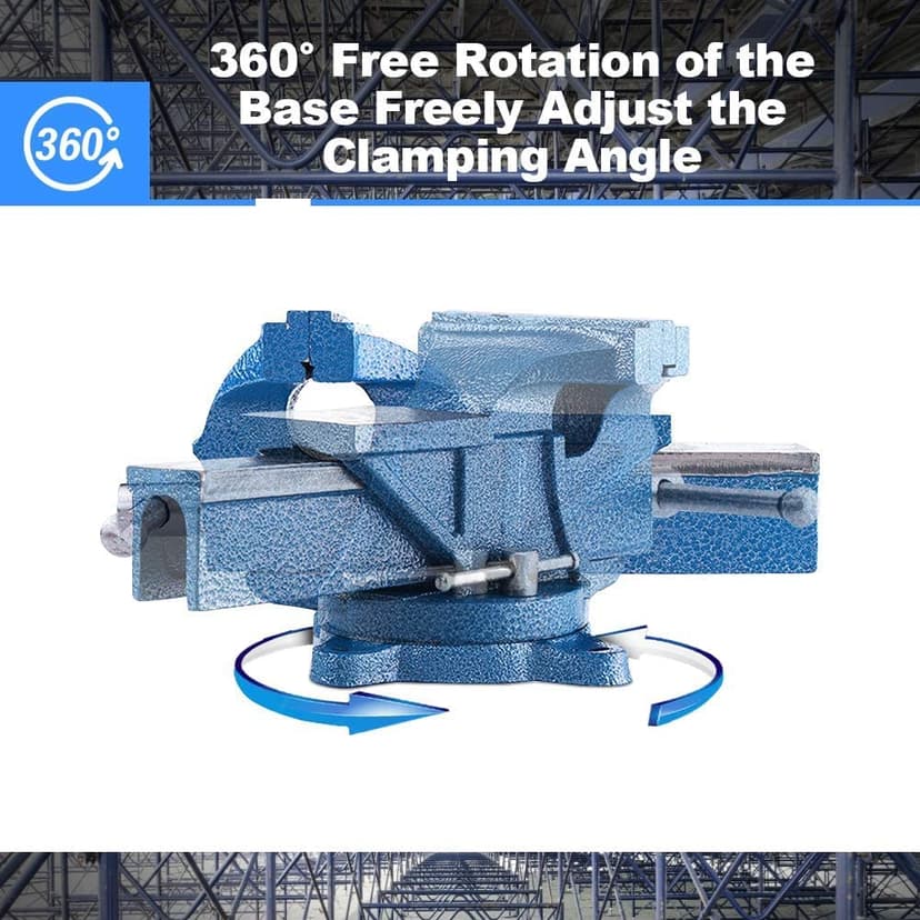 Heavy Duty Swivel Workshop Bench Vice Clamp, 6 Inch 150mm 12Kg Universal Table Workbench for Tool Material Clamping Fixing, Rotatable Engineer Table Bench (6 Inch 12KG) - 5