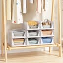 caktraie Organizador de armario plegable, paquete de 8 cajas de almacenamiento apilables, cesta de almacenamiento de plástico, almacenamiento plegable para armario, cocina, baño, color blanco - 4