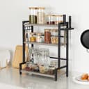 HOOBRO Étagère à Épices, Porte-épices avec 3 Crochets, Organisateur de Cuisine à 3 Niveaux, Range-épices avec Porte-Couteaux, Pieds Réglables, pour Salle à Manger, Grège et Noir, EBG01TL01 - 2