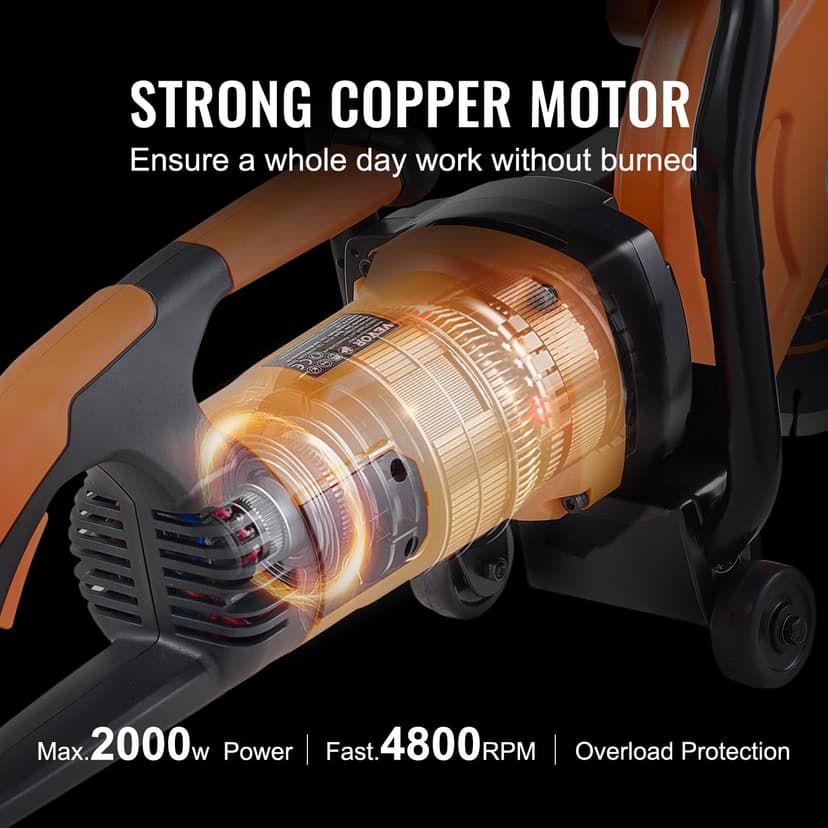 VEVOR Electric Concrete Saw, 230mm, Circular Saw High Power 2000W Cutting Depth 89mm Wet/Dry Disc Saw with Water Pipe, Water Pump, Blade, for Stone and Brick - 4