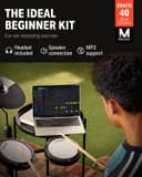 Donner DED-80 Electric Drum Kit, Electronic Drum Sets for Beginner with 4 Quiet Mesh Drum Pads, 2 Switch Pedal, 180+ Sounds, Throne, On-Ear Headphones, Sticks, and Melodics Lessons Included Black - 2