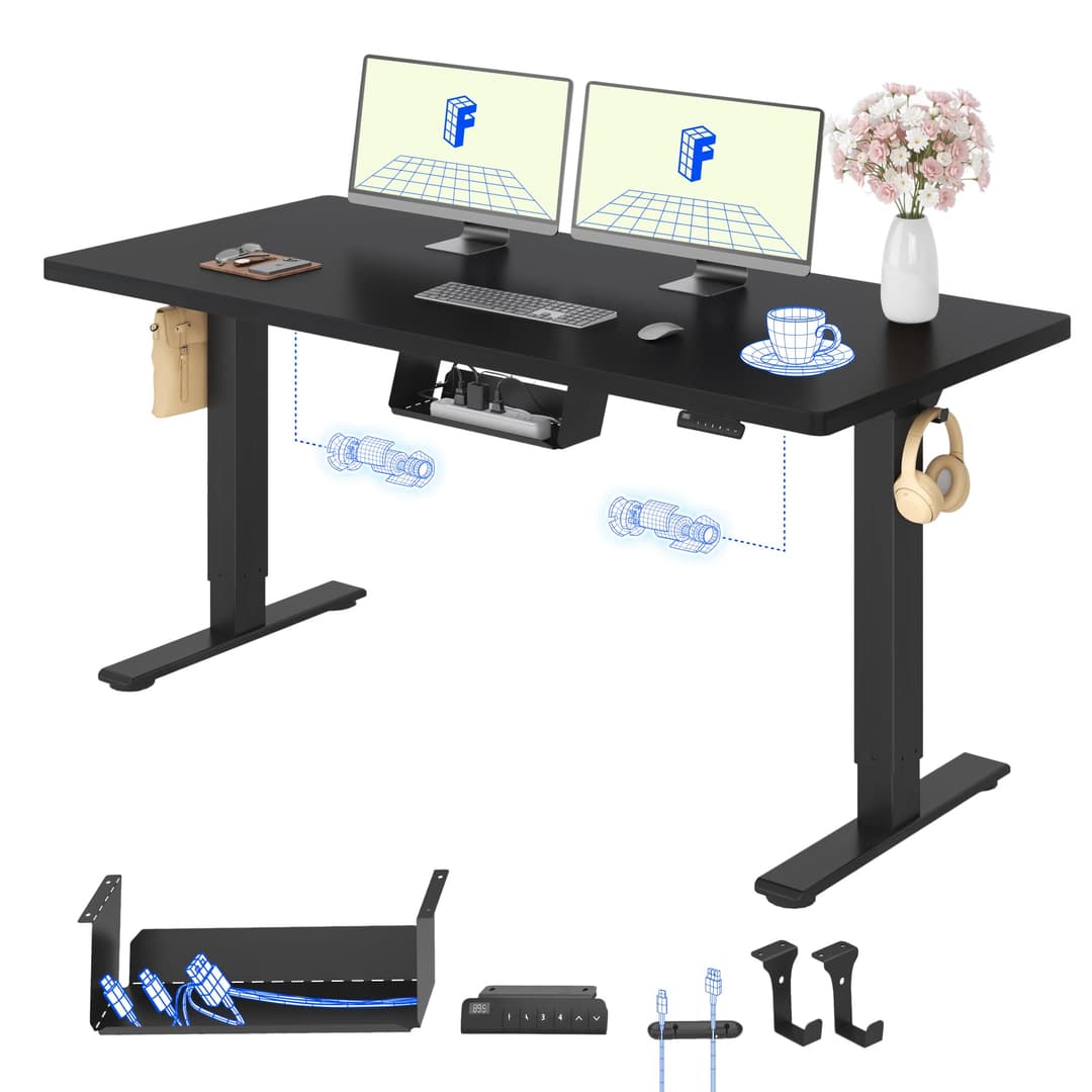 FLEXISPOT Sitting and Standing Desk, 140 x 80 x (73-123),…