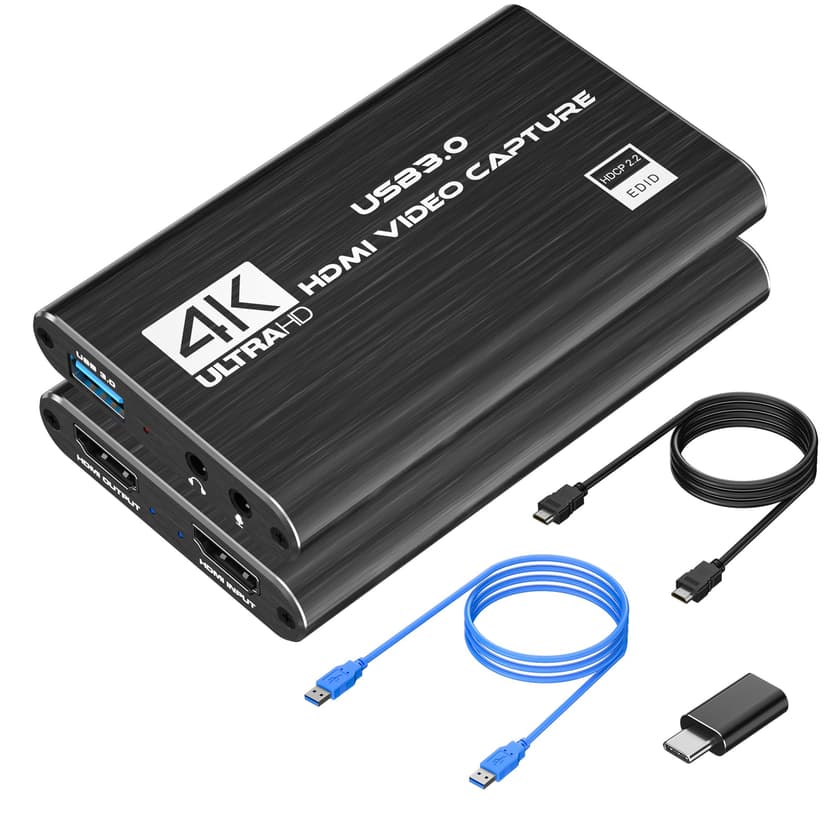 Carte de Capture vidéo HDMI 4K, USB 3.0 1080P 60FPS, Carte de Capture Nintendo Switch pour Streaming, Jeux et Diffusion, Fonctionne avec Xbox Series X/S, Xbox One X/S, PS4, PS5, OBS, Appareil Photo - 1